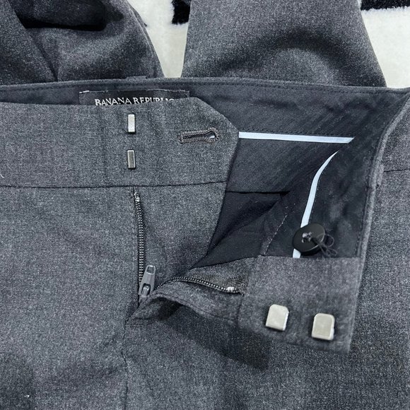 Banana Republic Straight Martin Fit Petite Dark Gray Women's Pants - Picture 4 of 7